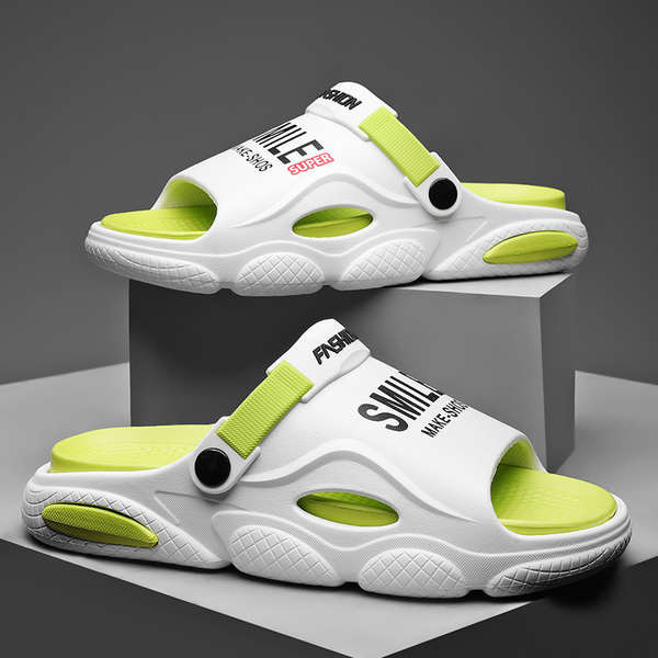 รองเท้าแตะ slipper Street Wear รองเท้าแตะผู้ชายฤดูร้อนสองสวมใส่ขับรถทํางานหนา Soled Shit-Stepping Feeling สวมใส่กลางแจ้ง