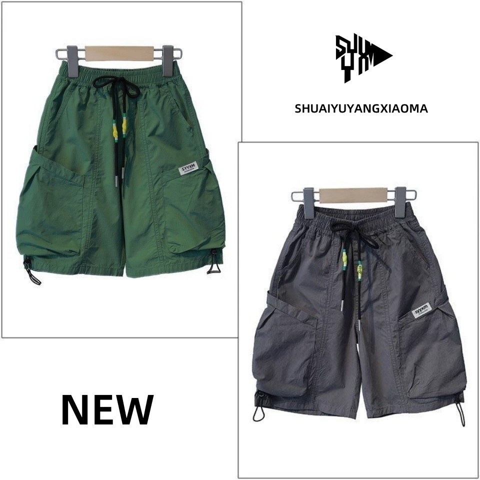 กางเกงขาสั้นลําลองผู้ชาย 1200 In One Week + People Matching Single Boy กางเกงขาสั้นเด็ก Overalls กาง