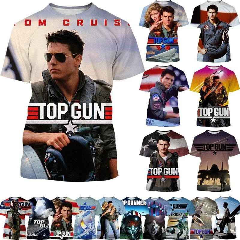 Harajuku TOP Gun 3D พิมพ์เสื้อยืดฤดูร้อนแฟชั่นสบายๆรอบคอผู้ชายและผู้หญิงเสื้อแขนสั้น Streetwear Cool