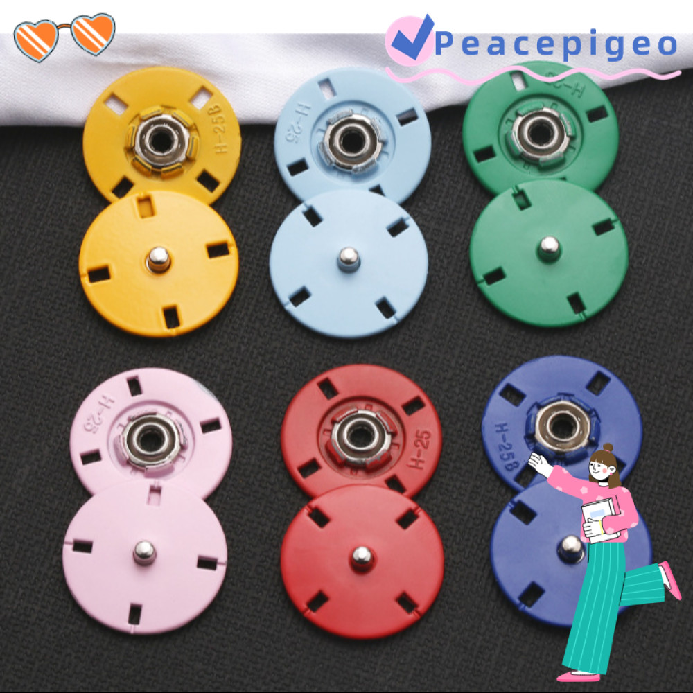 Peacepigeo 5 คู่ปุ่ม Snap,ที่มองไม่เห็นรอบ Snap Fasteners,เสื้อผ้าเย็บSnap Goldสีดําเงินเสื้อผ้าโลหะ