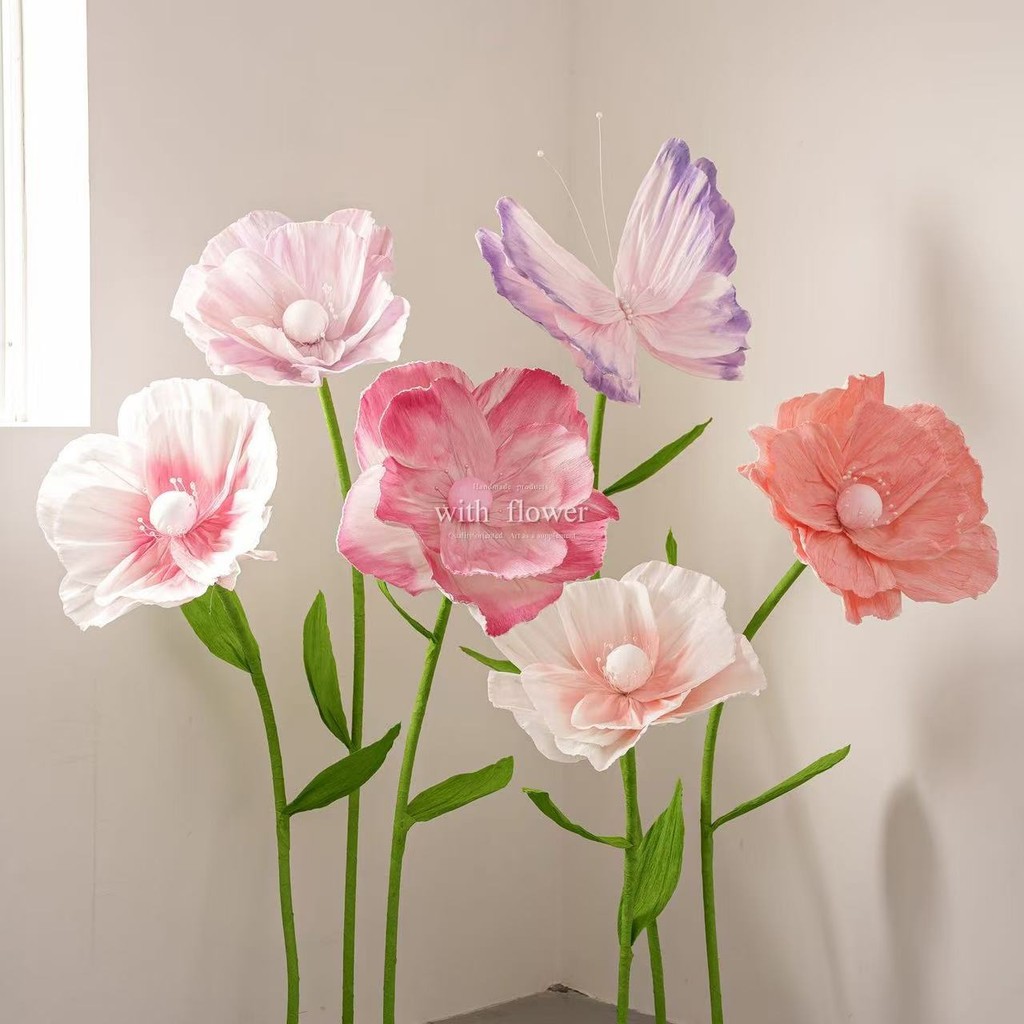 Ciro [ที่ต้องการ]ดอกไม้กระดาษผีเสื้อแบบจำลองจากอินฟลูเอนเซอร์ สามารถเลือกสีได้ ชุดตกแต่งหน้าร้านเครื่องสำอาง นุ่มนวล - รูปที่ 7