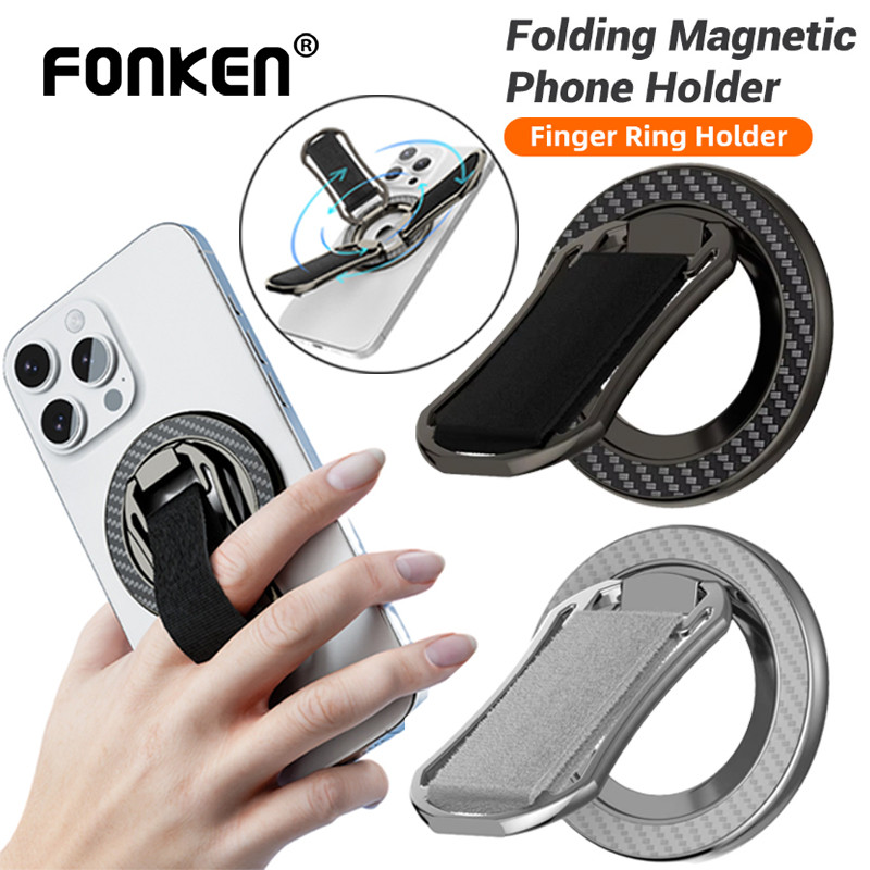 Fonken Mag-Safe โทรศัพท์ Grip ที่วางโทรศัพท์แม่เหล็กสายหมุนได้ใช้งานร่วมกับ iPh 16 15 14 สําหรับ Samsung