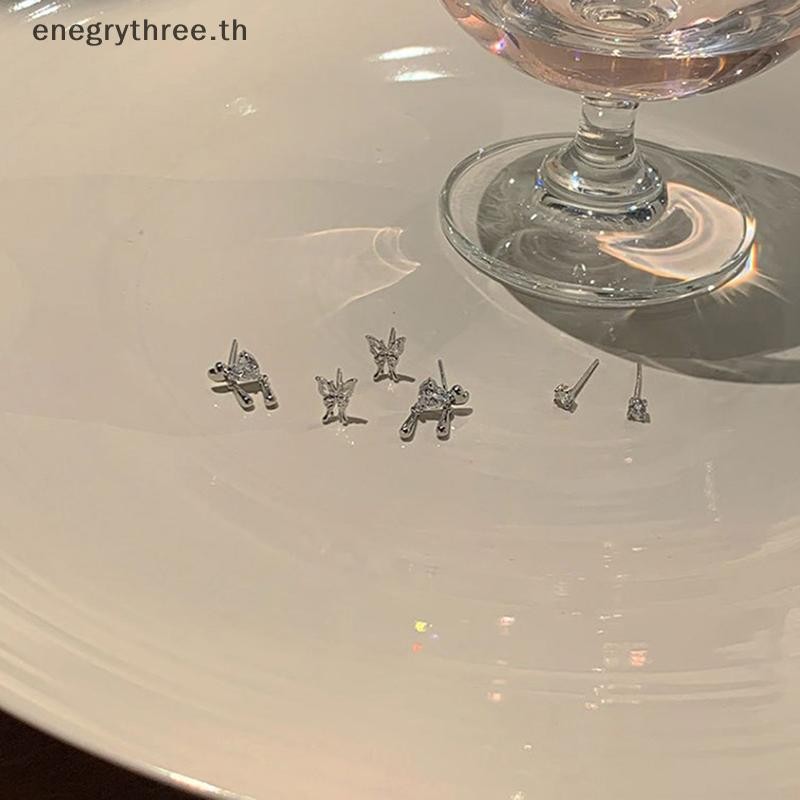 Th & แฟชั่น 6 ชิ้น/เซ็ตแฟชั่นเกาหลี Vintage Silver สี Hoop ต่างหูสําหรับผู้หญิง Egirl อินเทรนด์ Grun