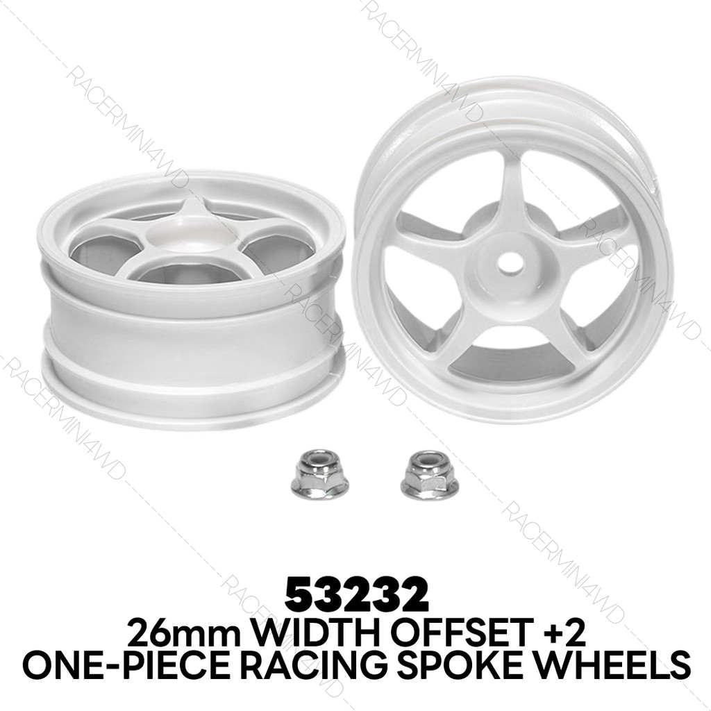 TAMIYA 53232 1/10 26mm/+2 One-Piece Racing Spoke Wheels (1 Pair)