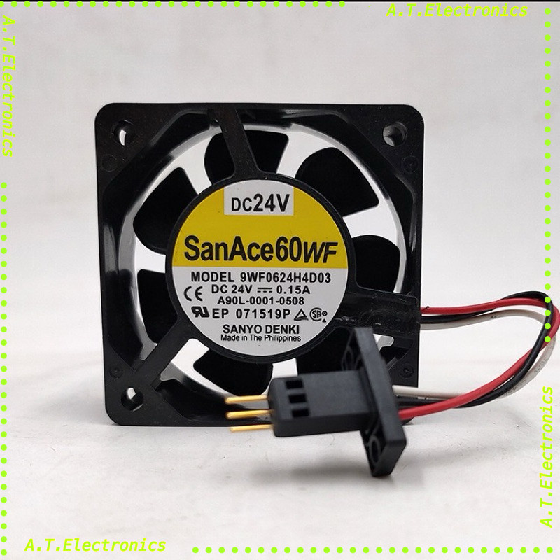 พร้อมส่ง! พัดลม ขนาด 60*60 SanAce60WF MODEL 9WF0624H4D03 C C DC 24V : 0.15A NEP 071519P A90L-0001- 0508 พัดลม24v
