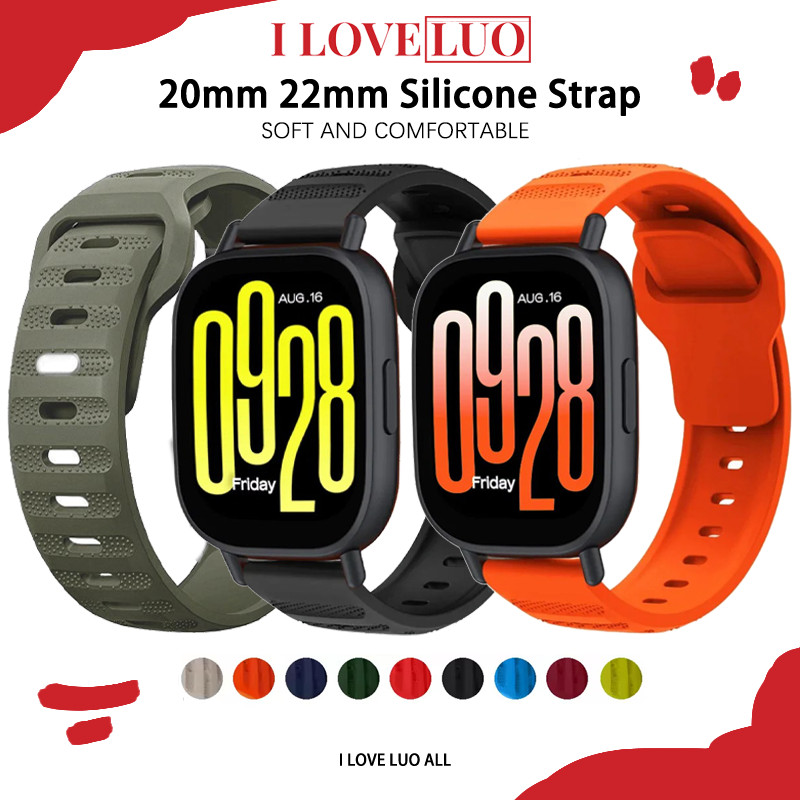 สายซิลิโคน 20 มม. 22 มม. for Redmi Watch 5 Active/ 5 Lite /Samsung Galaxy Watch /Itel 011 12 /Amazfit bip 6/Garmin
