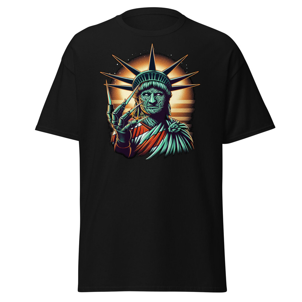 Unleash The Horror With Our Freddy Kruger Statue Of Liberty T-Shirt