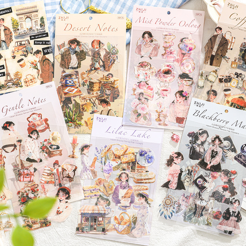 Journal Go 3pcs น่ารักเบเกอรี่สติกเกอร์สําหรับ Collage Junk Journal diy เด็กสาวและเด็กชายสติกเกอร์สําหรับ Scrapbooking Planner Decor