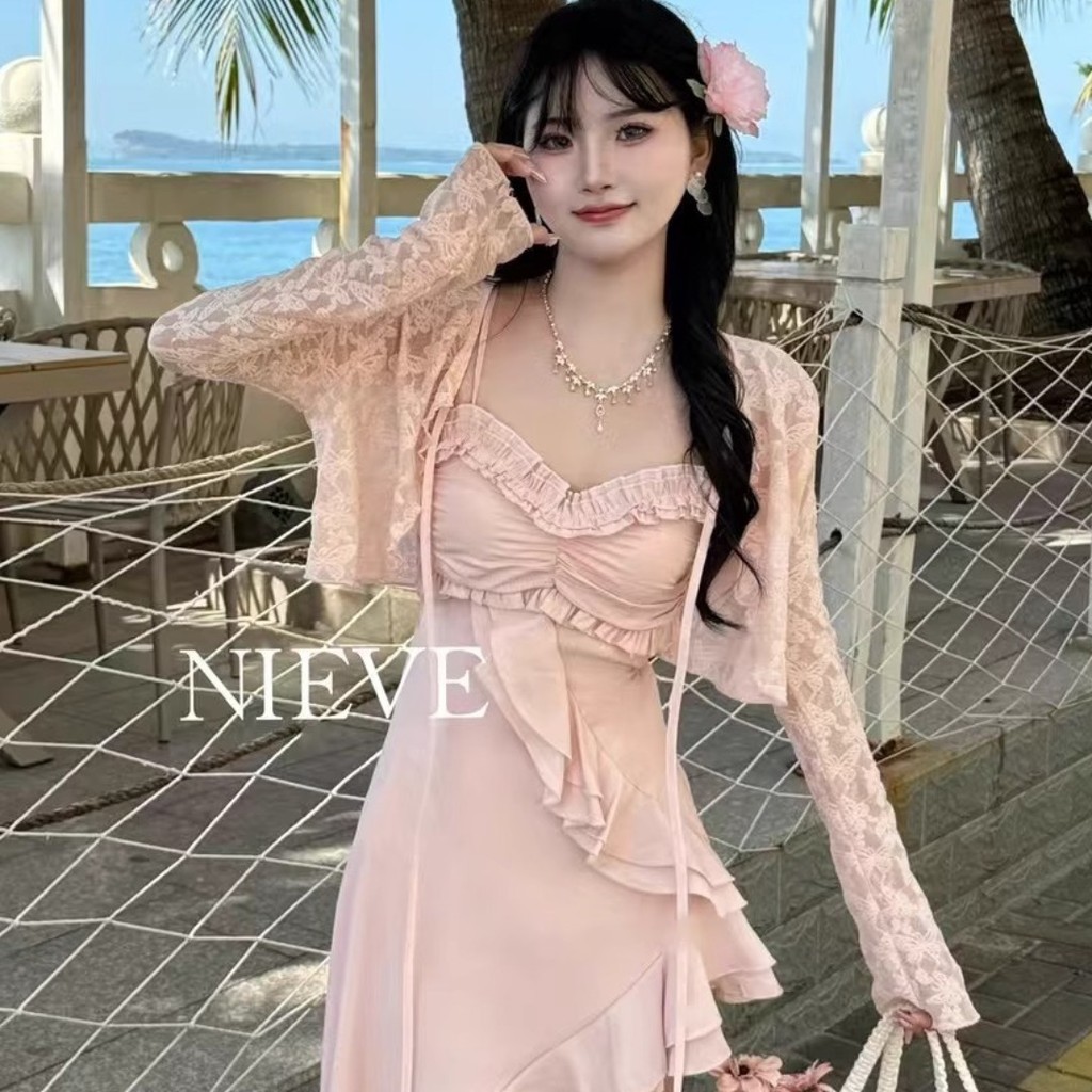 Gakki เสื้อคาร์ดิแกนลูกไม้ลายผีเสื้อผู้หญิง เสื้อคลุมแขนยาวป้องกันแสงแดด ผ้านิ่มใส่สบาย ฟรีไซส์ สีพื้นพร้อมส่ง 8K170# – โปรปัง