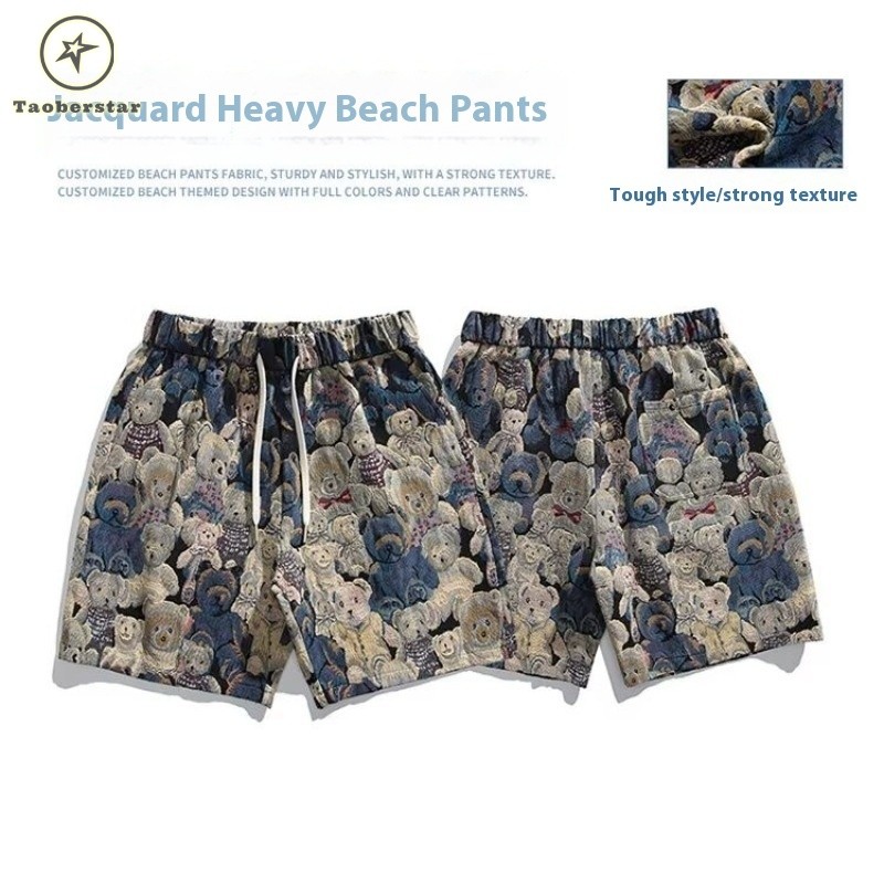 กางเกงขาสั้น เทาเบอร์สตาร์ ผู้ชายบางหลวมชายหาดแฟชั่นกางเกงขาสั้นลําลอง