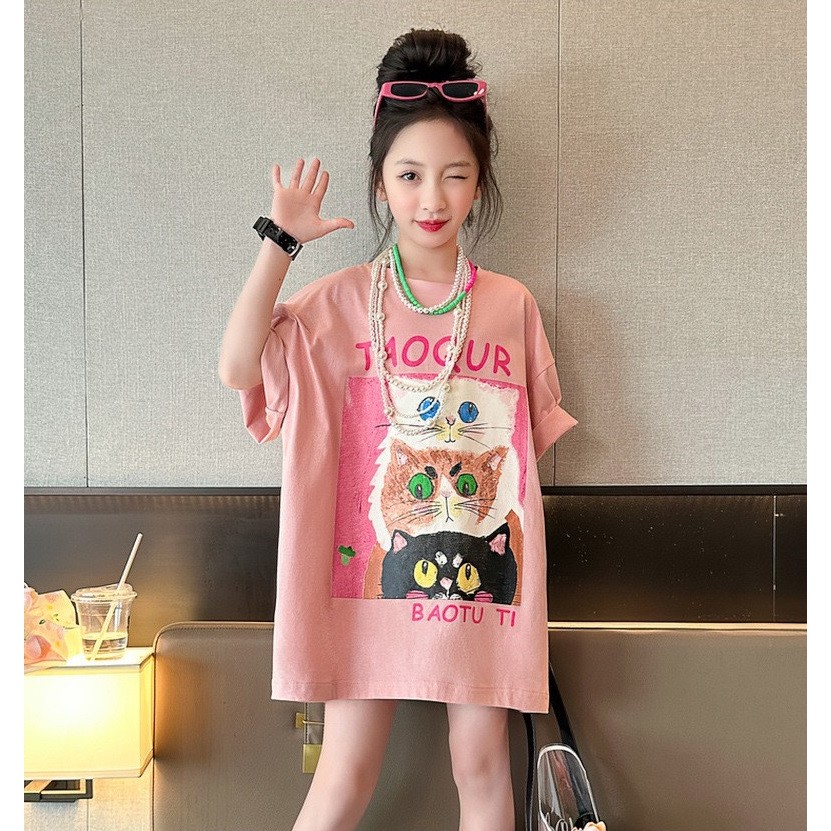 NANA CHAN - เสื้อยืด (FOM TO BACK 1 SZ) พิมพ์ลายแมวน่ารัก OG78 BIG SIZE 120-170 สําหรับเด็กผู้หญิง แ