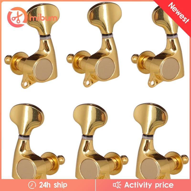 [Mibum] 6 ชิ้น Key Peg Mechanical Tuner String Tuner สําหรับกีตาร์อะคูสติกพื้นบ้านไฟฟ้า Golden 3R3L