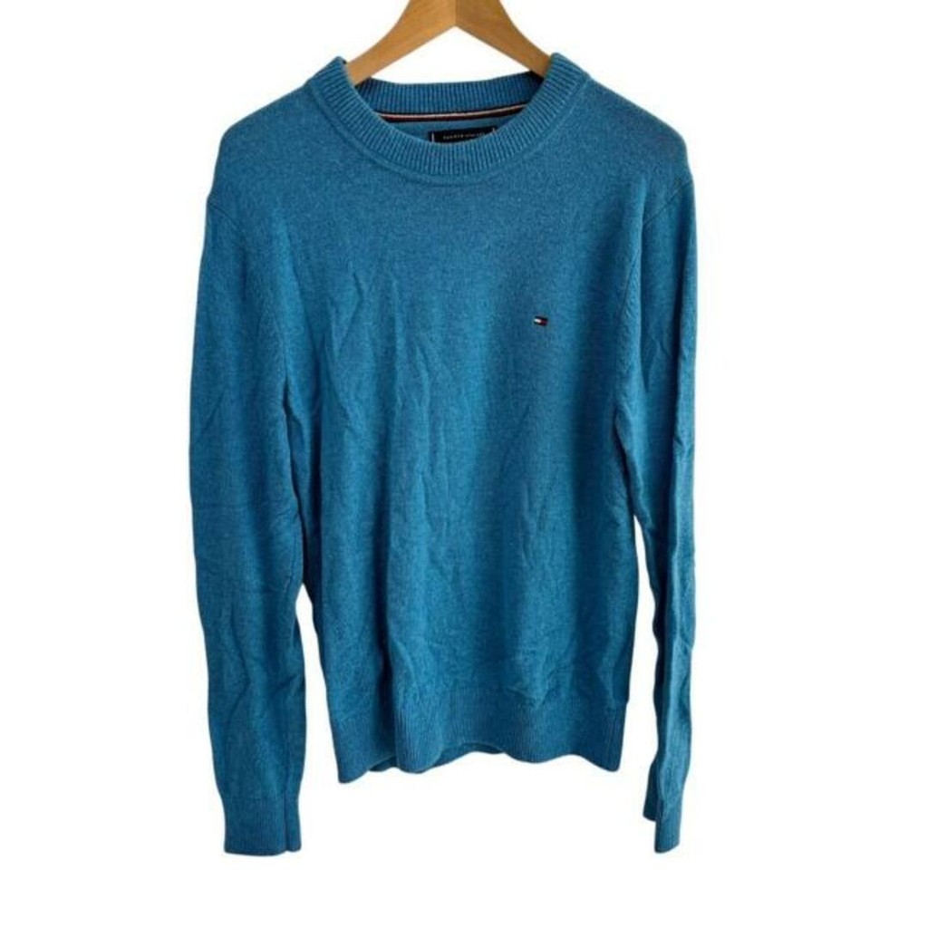 เสื้อกันหนาว TOMMY HILFIGER สีฟ้า Size xl ส่งตรงจากญี่ปุ่น มือสอง
