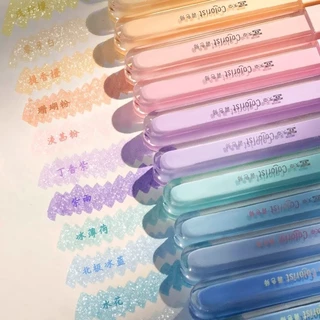 3 ชิ้น/กล่อง Kawaii Glitter Highlighters น่ารัก Bling เงาปากกาเรืองแสง DIY Art Markers Spot Liner สีพาสเทล Highlighter ภาพวาดสํานักงาน