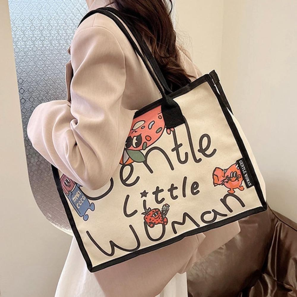 Tonfashion กระเป ๋ าผ ้ าใบความจุขนาดใหญ ่ กระเป ๋ าเดินทางอินเทรนด ์ , ขายร ้ อน Retro Casual Beach Bag Daily Life