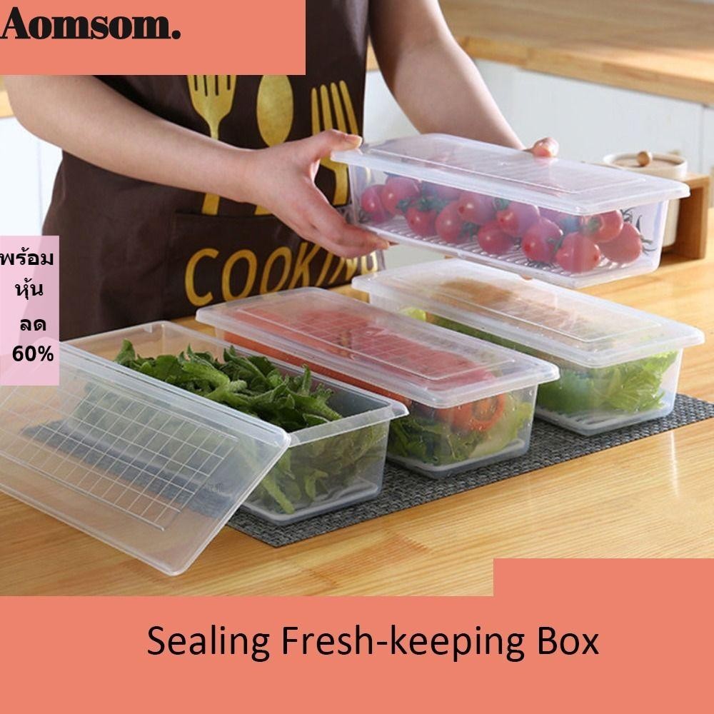 Aomsom กระเทียม สด รักษา กล่องใส อเนกประสงค์ ระบายน้ํา กล่องเก็บเนื้อสัตว์ ตู้เย็น ช่องแช่แข็ง ปิดผนึก กล่องเก็บอาหาร ผัก กล่องพร้อมฝาปิด