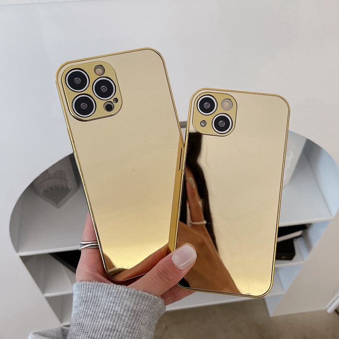 เคสโทรศัพท์มือถือ ป้องกันกล้อง สีทอง 3D แฟชั่นหรูหรา สําหรับ Apple IPhone 7 8 Plus X Xr XS Max 11 12 13 14 15 Pro Max 14 15 Plus