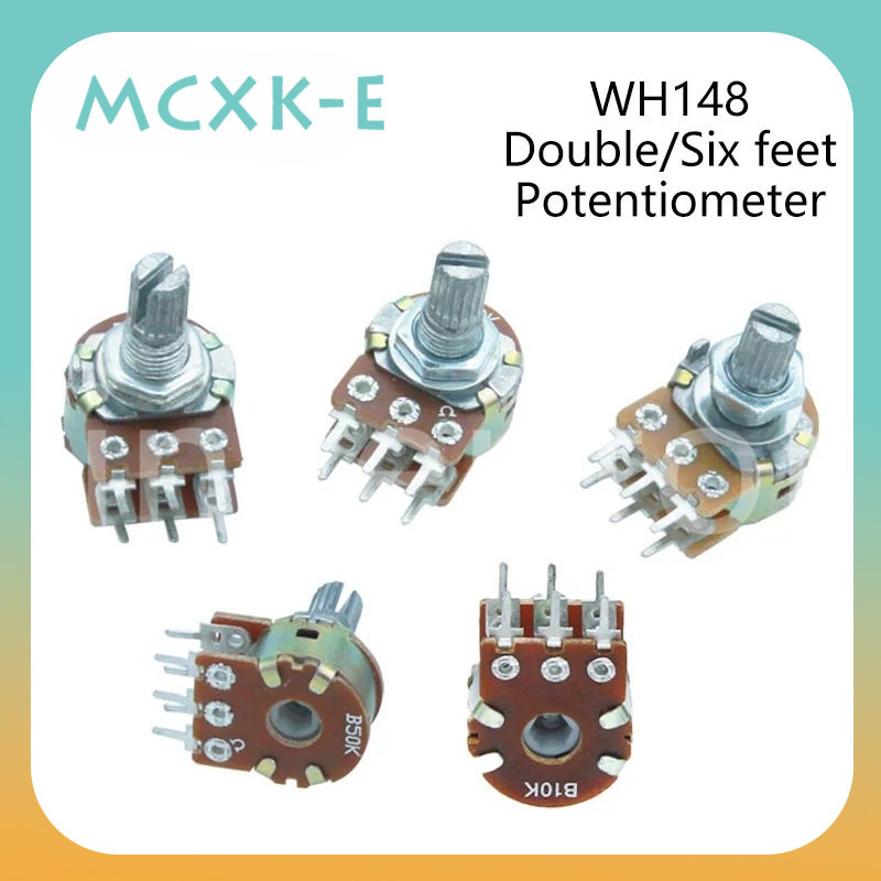Mcxk-e โพเทนชิโอมิเตอร์เครื่องขยายเสียงสเตอริโอ WH148 1K 2K 5K 10K 20K 50K 100K 500K B1K B2K B5K B10K B20K B50K B500K 6Pin 15 มม. 5 ชิ้น