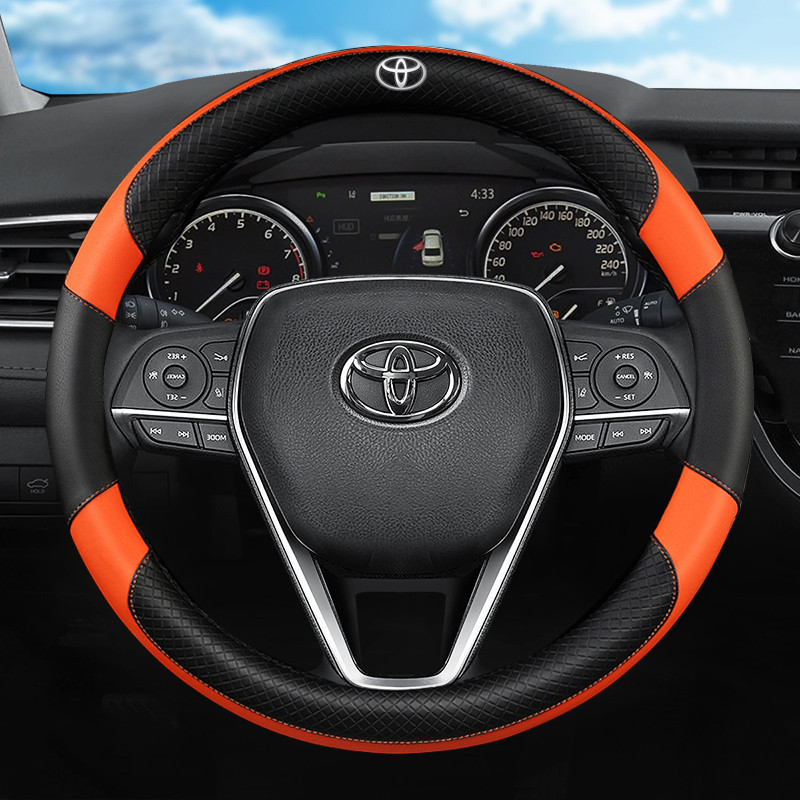 ปลอกหนังหุ้มพวงมาลัยรถยนต์ ไมโครไฟเบอร์ กันลื่น สําหรับ Toyota Camry Corolla Harrier Fortuner Yaris CHR Vios Prius Alphard wigo Hllix
