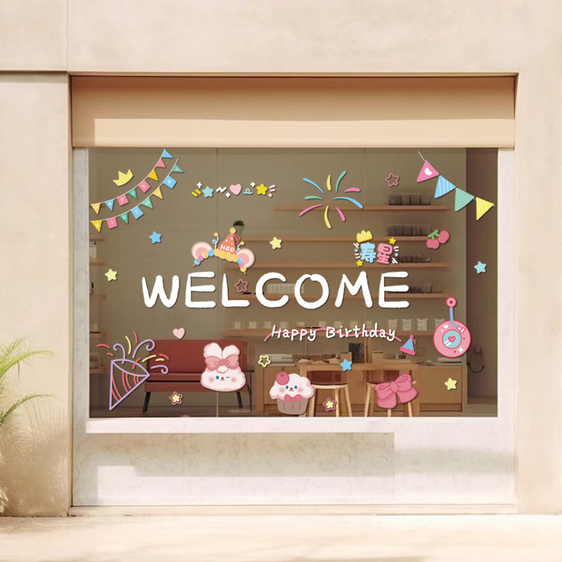 สติกเกอร์ ลาย Welcome สําหรับตกแต่งเค้กวันเกิด กระจก หน้าต่าง ประตู ร้านเบเกอรี่ - รูปที่ 2