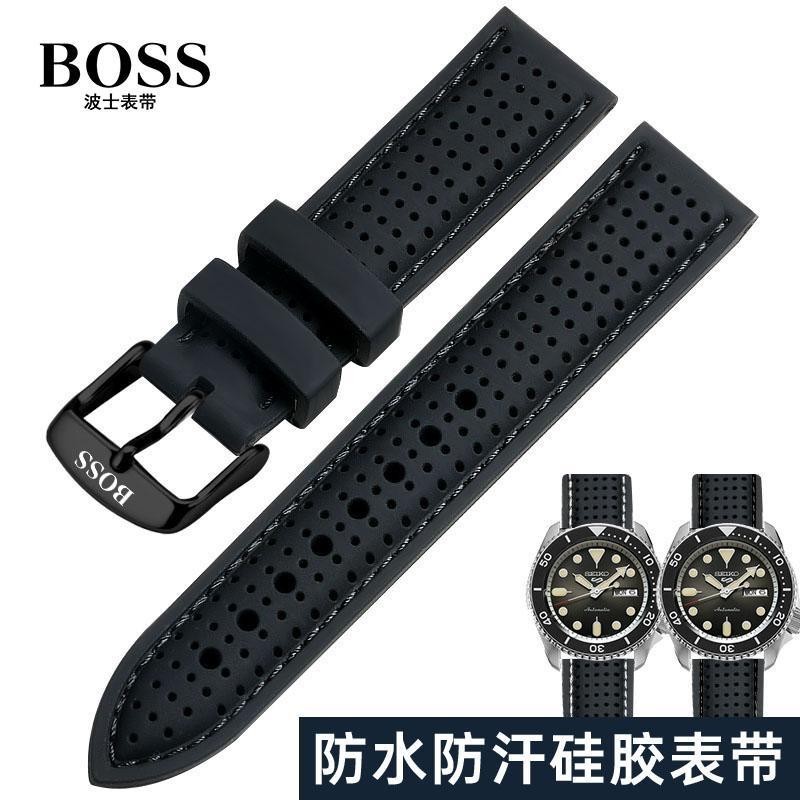 Boss Bos สายนาฬิกาข้อมือ ซิลิโคนนิ่ม ของแท้ หัวเข็มขัด กันน้ํา กันเหงื่อ 20/22 เมตร สําหรับผู้ชาย