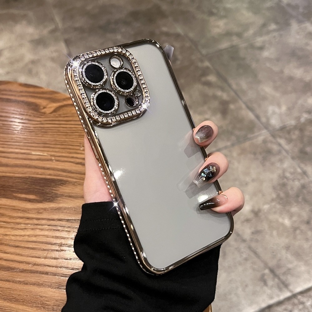 หรูหราแฟลชเพชรเคสโทรศัพท์สําหรับiphone 11 12 13 14 15 16 Pro Max 15 16 Plusเลนส์ป้องกันกล้องกันกระแทกTPU soft Caseเคสโทรศัพท์ป้องกัน