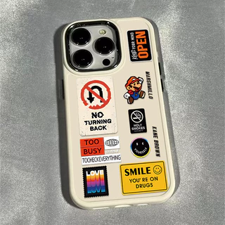 ใหม ่ อินเทรนด ์ Mario ป ้ ายรูปแบบโทรศัพท ์ สําหรับIPhone 15 13 14 12 11 X XR Xs Max 14pro Se2020 7/8 Plusซิลิโคนกันกระแทกขอบสี ่ เหลี ่ ยมกรอบกรณี