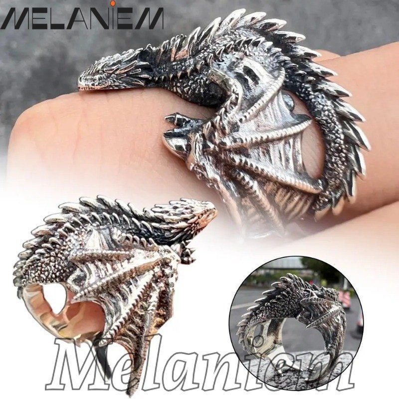 Pterosaur Wings Dragon Rings - เครื ่ องประดับ - แหวนนิ ้ วมังกรดํา - Vintage, Gothic, Punk - เปิดปรับได ้ โลหะ - ตกแต ่ งเครื ่ องแต ่ งกาย