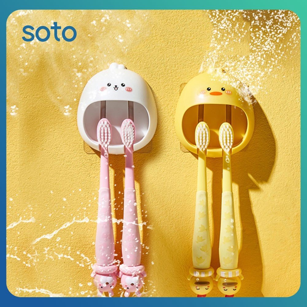♫ การ์ตูนชั้นวางแปรงสีฟันติดผนังชั้นเก็บห้องน้ำสร้างสรรค์แปรงสีฟันผู้ให้บริการเด็กผู้ถือแปรงสีฟันห้องน้ำ