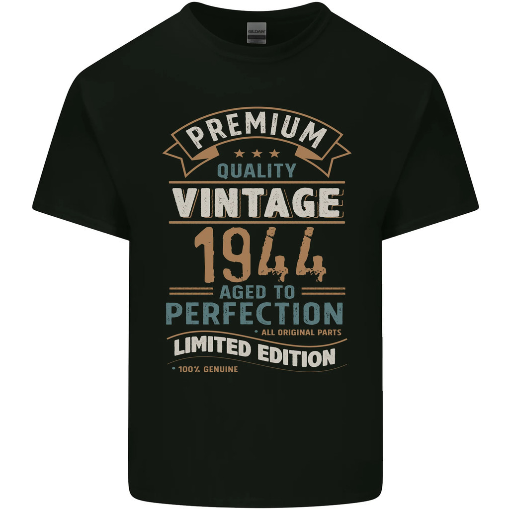 เสื้อยืดผ้าฝ้ายบุรุษ Vintage 80Th Birthday 1944 พรีเมี่ยม