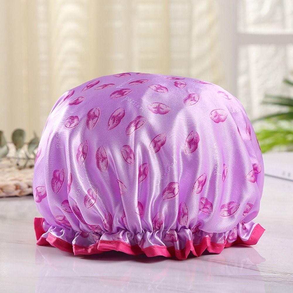 แก๊ซ75 หมวกอาบน้ํากันน้ํา,หมวกอาบน้ําพิมพ์ลายหนาระบายอากาศ,ผ้าคลุมผมแห้งดีไซน์สองชั้นแบบใช้ซ้ําได้ - รูปที่ 5