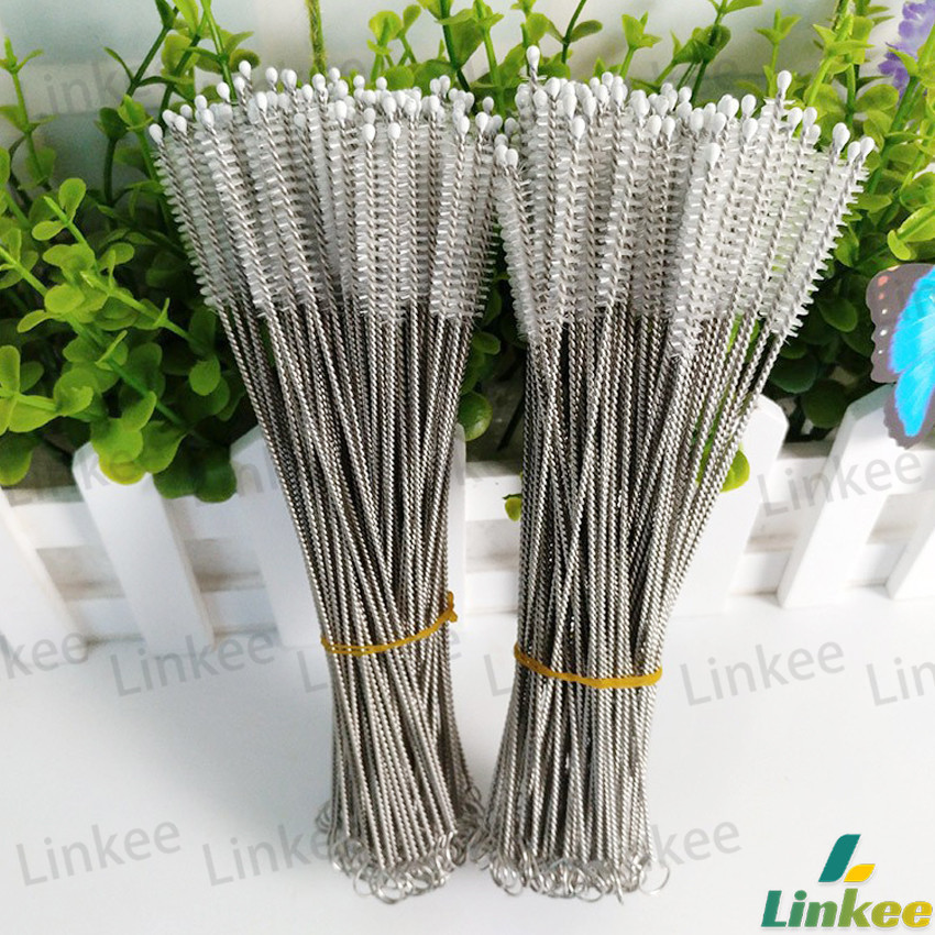 Linkee แปรงล้างหลอดดูด จุกนม ขนไนล่อน ไม่ทำให้เป็นรอย  Stainless steel soft straw straw brush