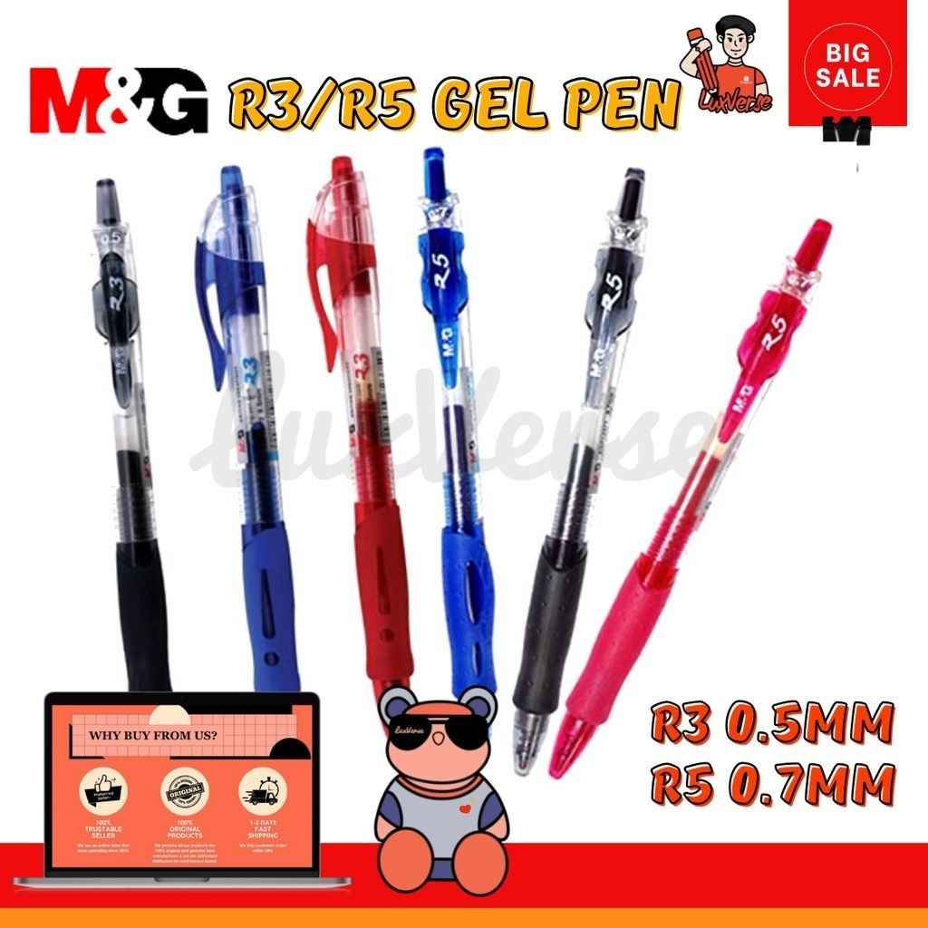 M&G R3/R5 ปากกาเจลแบบยืดหดได้ R3 (0.5mm) / R5 (0.7mm)