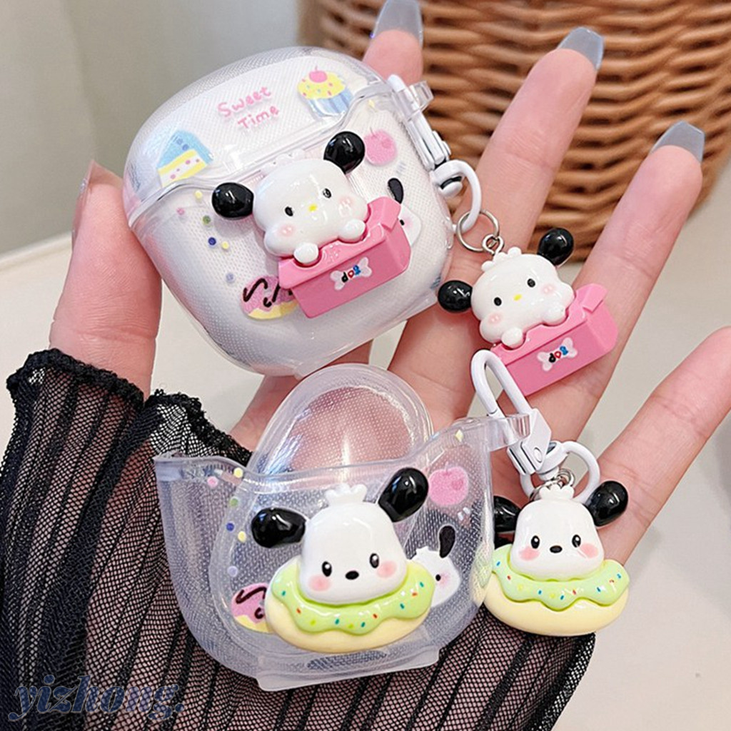 Remax TWS-19 หูฟัง Cinnamoroll Pachacco สุนัขลูกสุนัขการ ์ ตูนชีส 3D ดอกไม ้ Anti-lost จี ้ นุ ่ ม TPU หูฟังไร ้ สายฝาครอบชุดหูฟังเปลือกป ้ องกัน