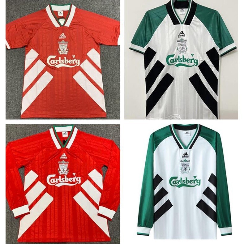93-95 LIV-ERP-OOL Home Red Retro Soccer Jersey แขนยาวผู้ชายเครื่องแบบเสื้อฟุตบอล