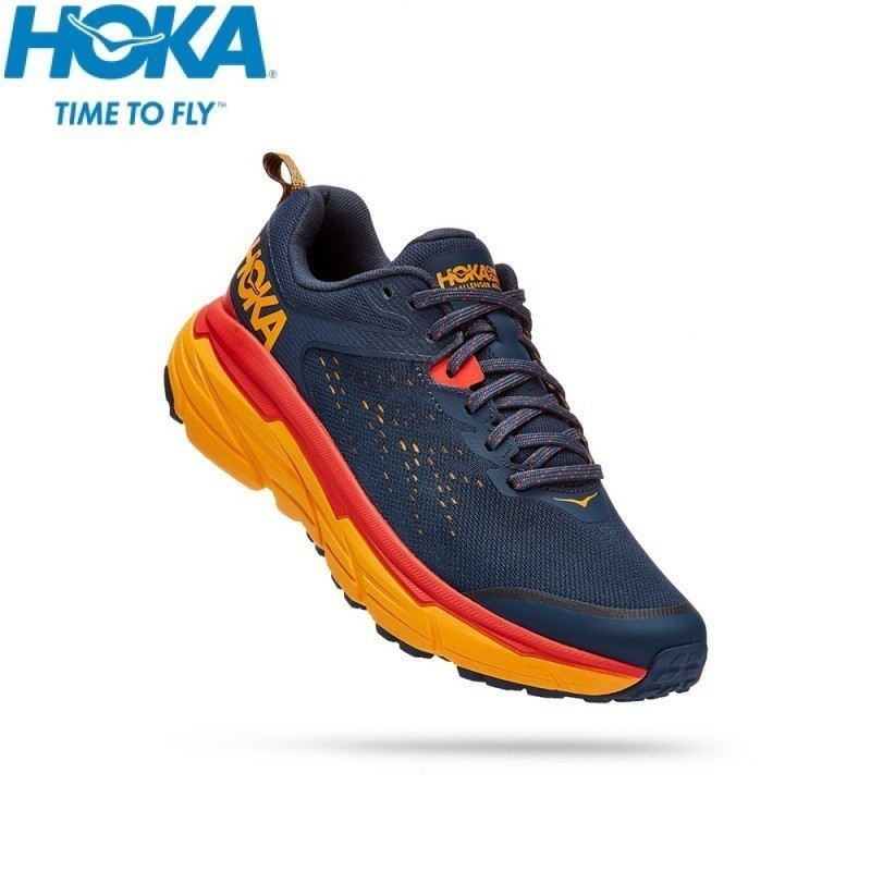 Hoka men Challenger ATR 6 Wide Running Shoes-Outer Space/Bright Yellow