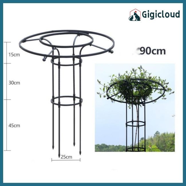 Gigicloud Garden Circular Trellis สีดําโครงเหล ็ กร ่ ม Trellis Tower สวนปีนเขาพืชสนับสนุนโครงสร ้ างสําหรับ