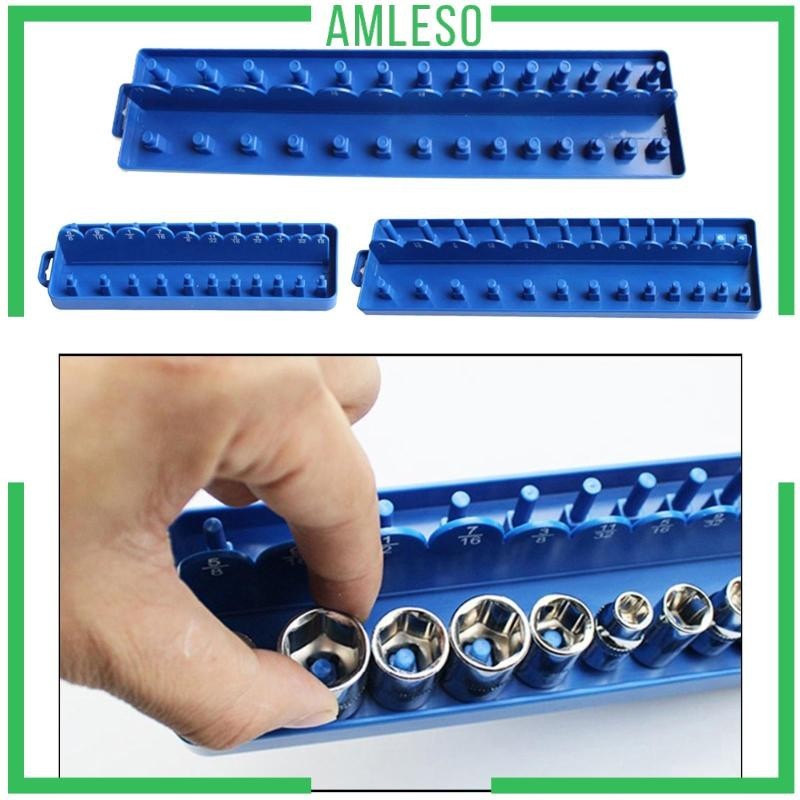 [Amleso] ถาดจัดระเบียบซ็อกเก็ต ABS แบบพกพา, 1/4" 3/8" 1/2" , ซ็อกเก็ตสําหรับงานหนัก