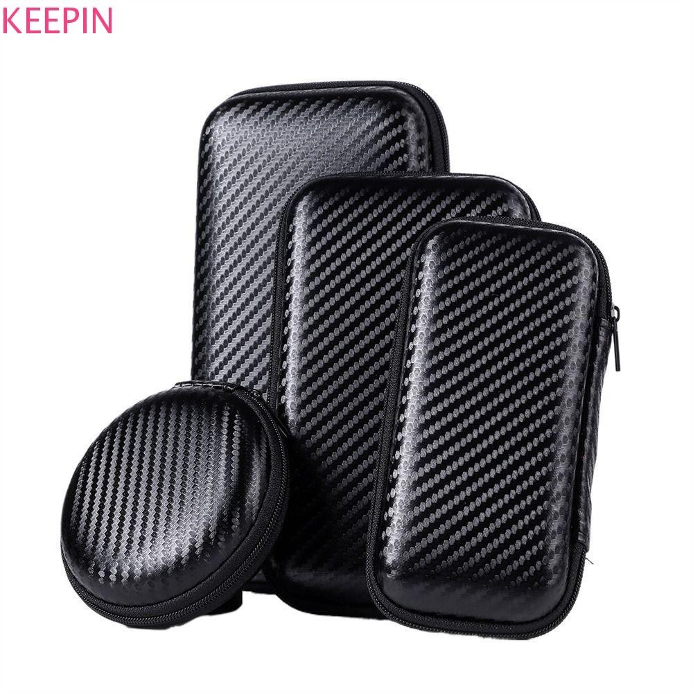 Keepin EVA กระเป๋าซิปอุปกรณ์เสริมหูฟังสีดํา Mini Storage สําหรับเดินทาง ป้องกันไดรฟ์ ฝาครอบฮาร์ดดิสก์มือถือ