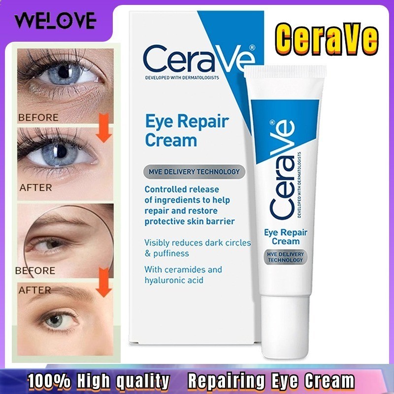 CeraVe Eye Repair Cream 0.5 Oz สำหรับความหมองคล้ำใต้ตาและอาการบวม0.5 Oz/14.2Gram