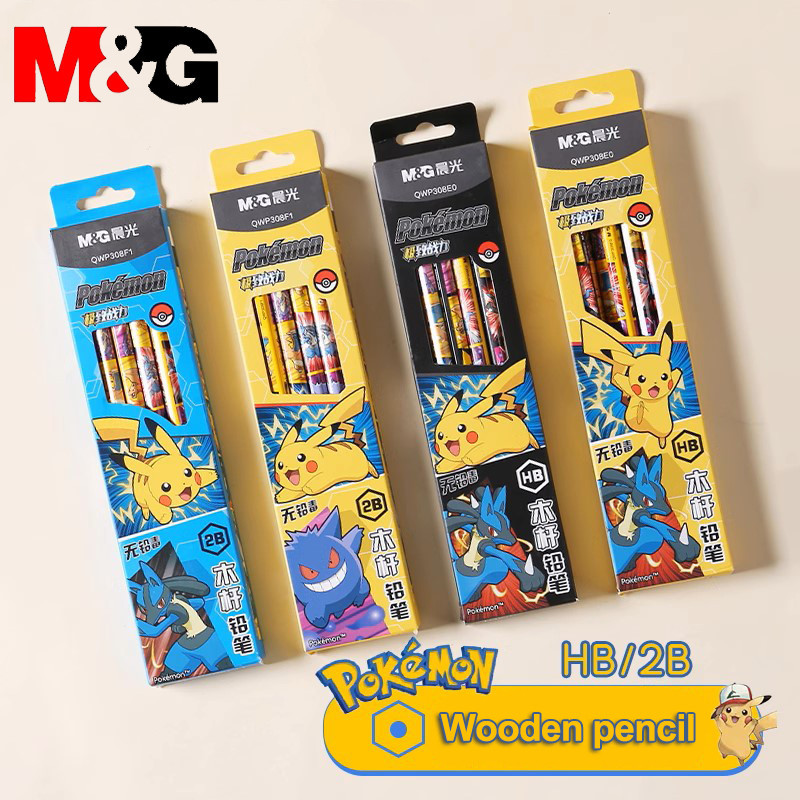 12 ชิ้น M & G x Pokemon Co แบรนด์เด็ก HB/2B ดินสอหัวยางหกเหลี่ยมแท่งไม้ดินสอเหมาะสําหรับโรงเรียนอนุบาลดินสอโรงเรียนประถมศึกษา