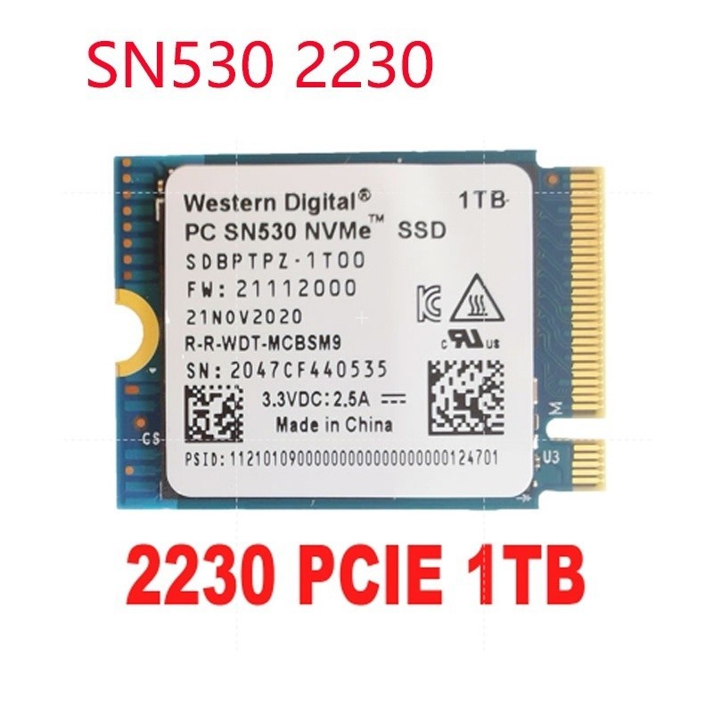 WD PC SN530 M.2 2230 SSDSN530 256GB 512GB 1TB NVMe PCIe สําหรับ Microsoft Surface Pro X & Pro 7+ & 8