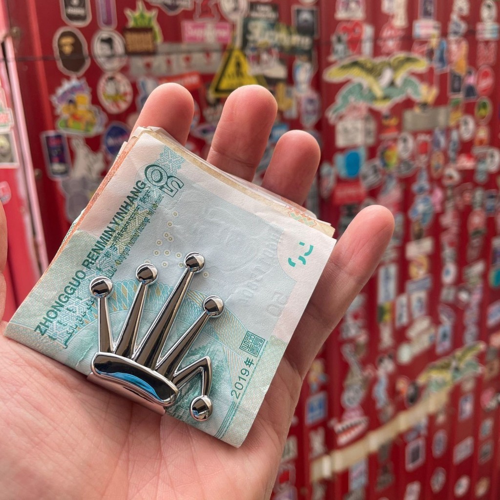 Street Wear Wallet Gift Metal Accessories Unique Cool Silver nigo Style bent crown MoneyHaoping boutiqu