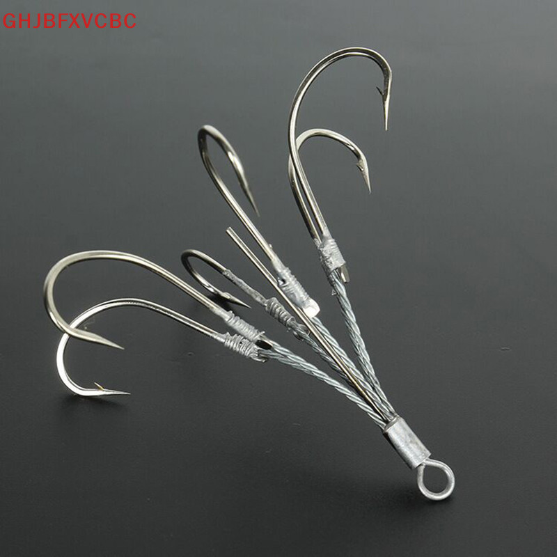 Zhechuiaaa.th ตะขอต่อพ่วง 6 Claw High Carbon Steel Treble Fishhook Super Sharp Fishing Grappling Hook Fishhook สมมNeck