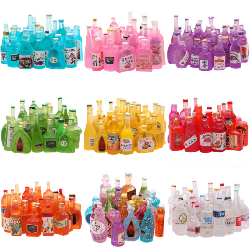 10 ชิ้น/เซ็ตสุ่มผสมจําลองโซดาโคล่าไวน์มินิขวดเครื่องดื่มเรซิ่น ทําเอง เครื่องประดับตกแต่งวัสดุ