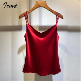 เสื้อกั๊กเสื้อสตรีด้านในฤดูร้อนด้านนอกเสื้อคอวีแขนกุดผ้าซาติ…