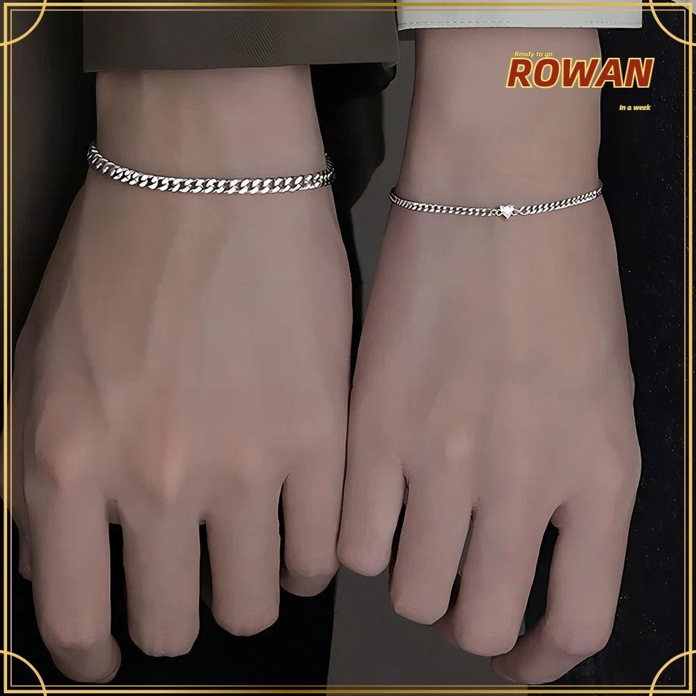 Rowans สร ้ อยข ้ อมือสแตนเลส Set, Stainless Steel Ins Crystal Heart Chain, Gold/Silver Couple Bracelet Couple Bracelet Couple
