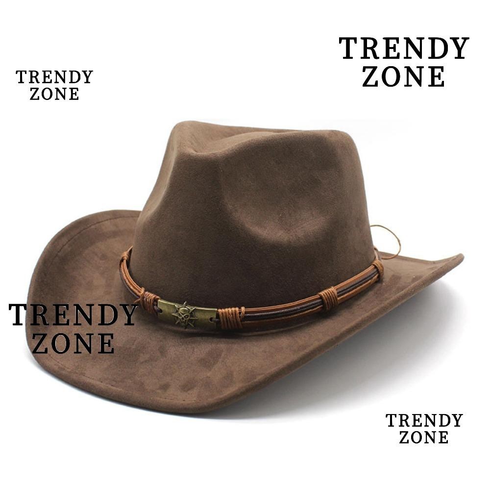 Trendyzone หมวกคาวบอย , หมวก Cowgirl สีทึบระบายอากาศ , หนังนิ ่ มเทียมขอบใหญ ่ หมวกอัศวินแจ ๊ ส