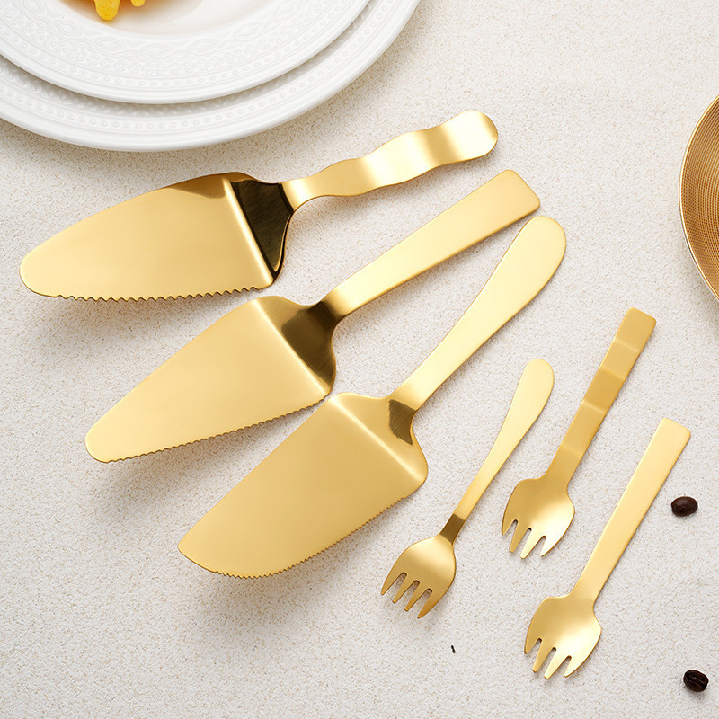 Oukeai ไม ้ พายเค ้ กสแตนเลสส ้ อมยาวส ้ อมขนม Golden Baking เครื ่ องมือไม ้ พายพิซซ ่ า