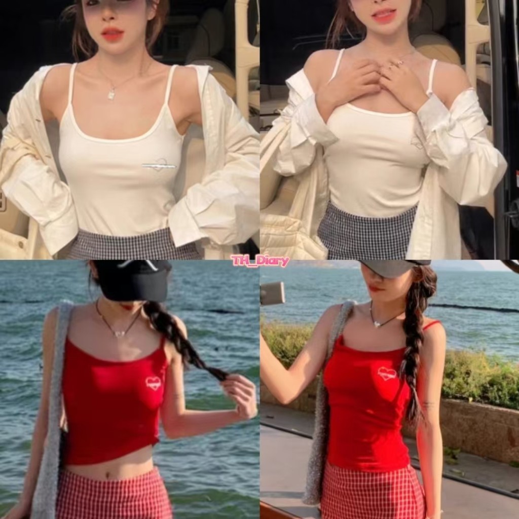 (พร้อมที่จะจัดส่งในกรุงเทพ) ฤดูร้อนรูปแบบใหม่ สายเอี๊ยมทรงเข้ารูป ลายหัวใจ ตกแต่งเพชร สายเอี๊ยมผู้หญิงZ246